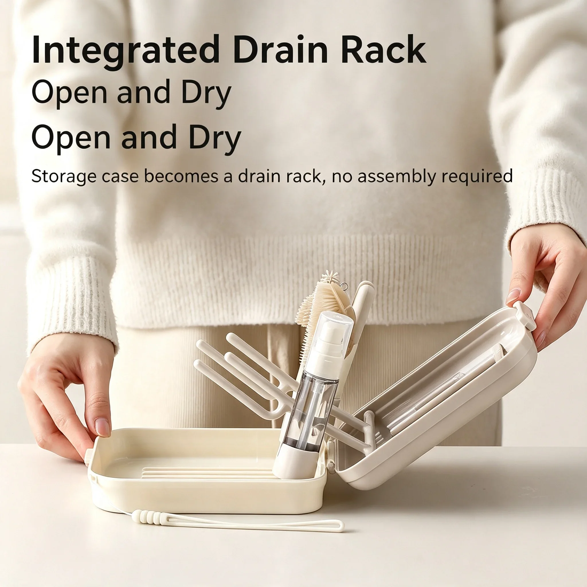 Baby Bottle Holder Cleaning Dryer Drainer Foldable Silicone Baby Bottle Brush Kit Drying Rack Storage Rack for Baby Feeding Supp