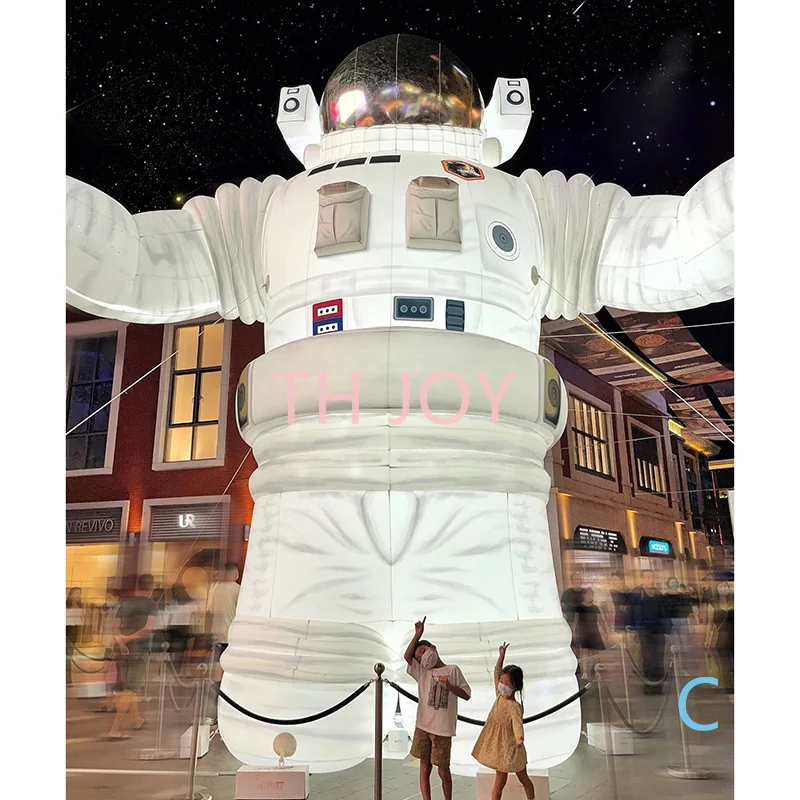 8m giant inflatable spaceman cartoon, led lighting inflatable astronaut balloon character outdoors