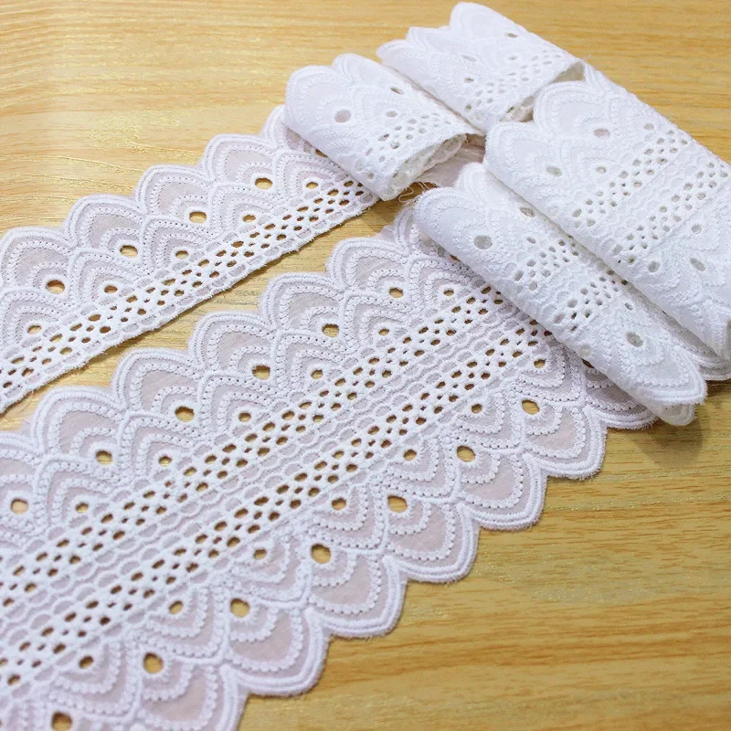 Cotton Embroidered Flowers Lace, Guipure Ribbon, White, Dress Clothes, Sewing Collar Trim, Handmade DIY Lace Material