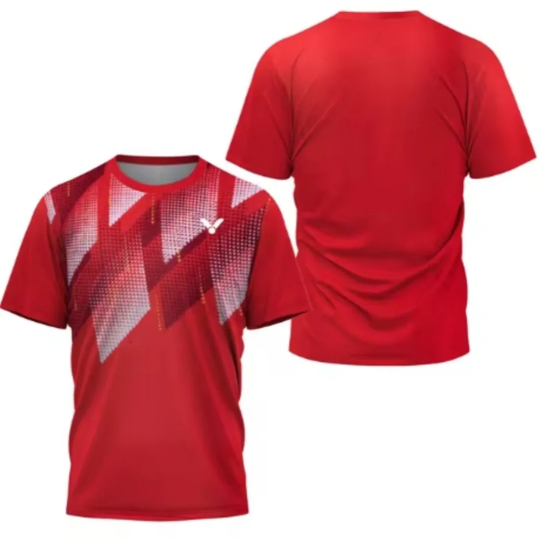 Laser Neon Print men's badminton T-shirt luxury brand short sleeved summer new hot selling table tennis T-shirt quick drying sho