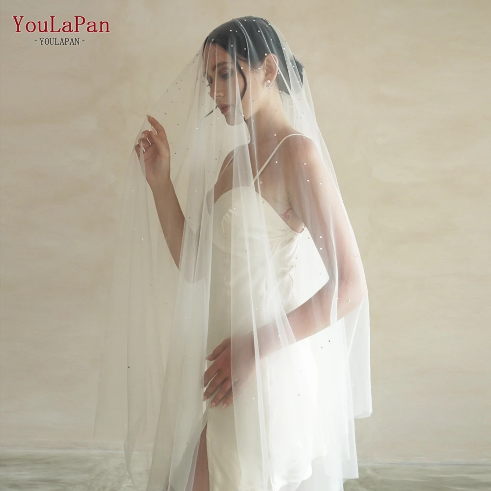 YouLasaupoudrer-Voile de mariage minimaliste à deux niveaux avec fard à joues, voile de mariée long avec peigne, couvre-visage en tulle doux, V131