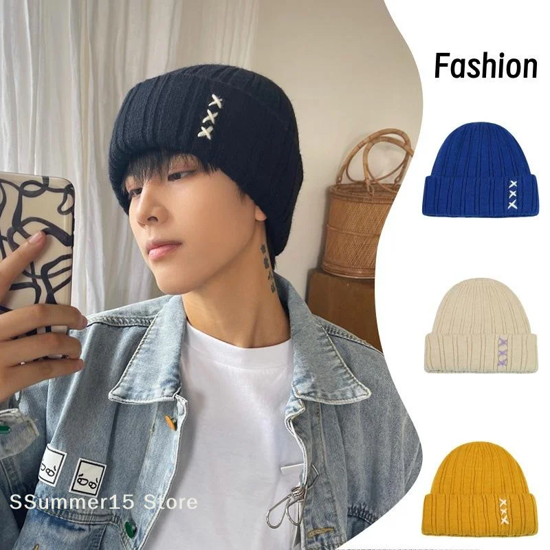 【R】Cool Autumn Winter Thick Wool Beanie Hat High Quality Outdoor Earflaps Hat Men Women Warmer Fashion Knitted Beanie Cap Hats