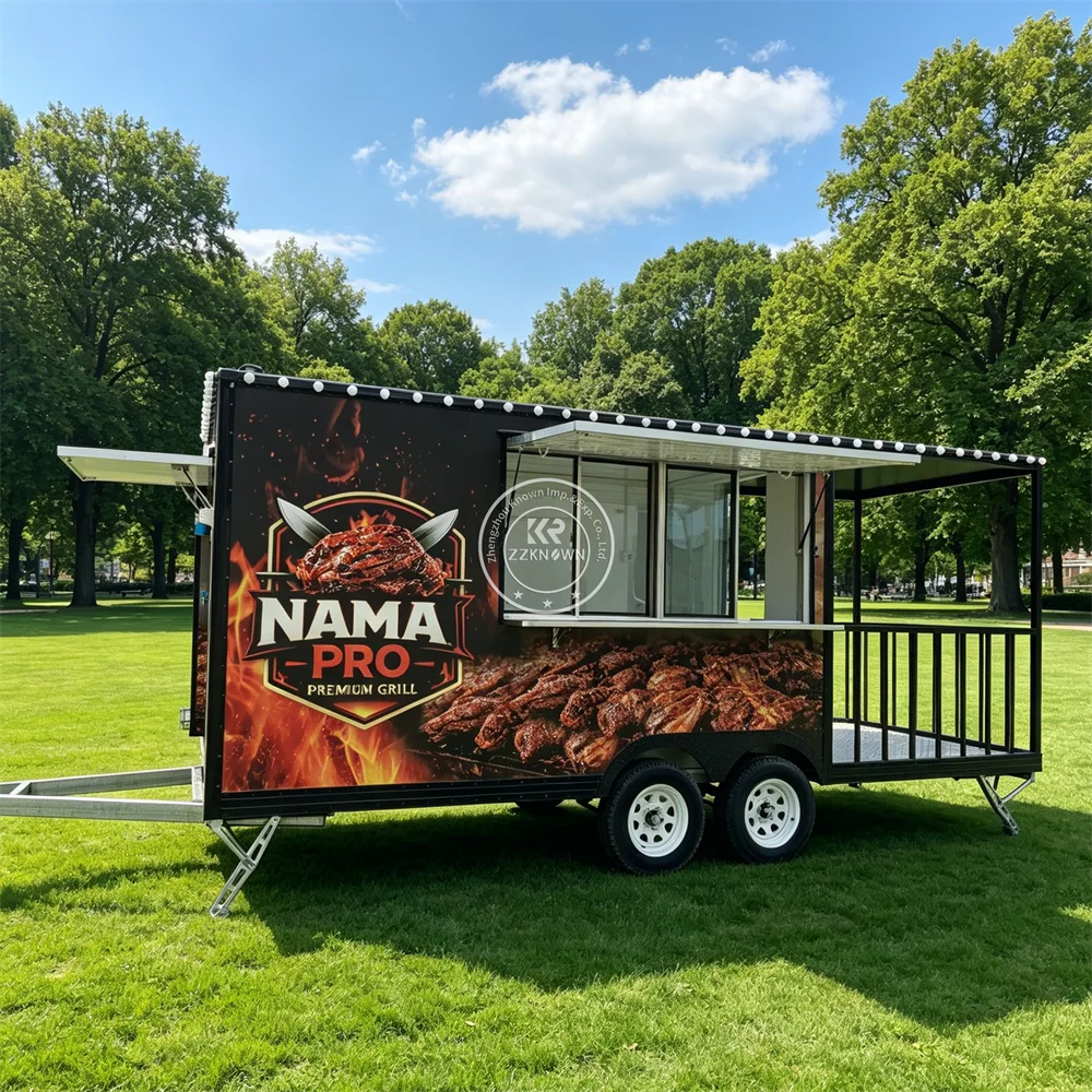 

Fully Equipped Mobile Pizza Burger Fast Food Truck Commercial Custom Professional Catering Trailer Fully Equipped Kitchen