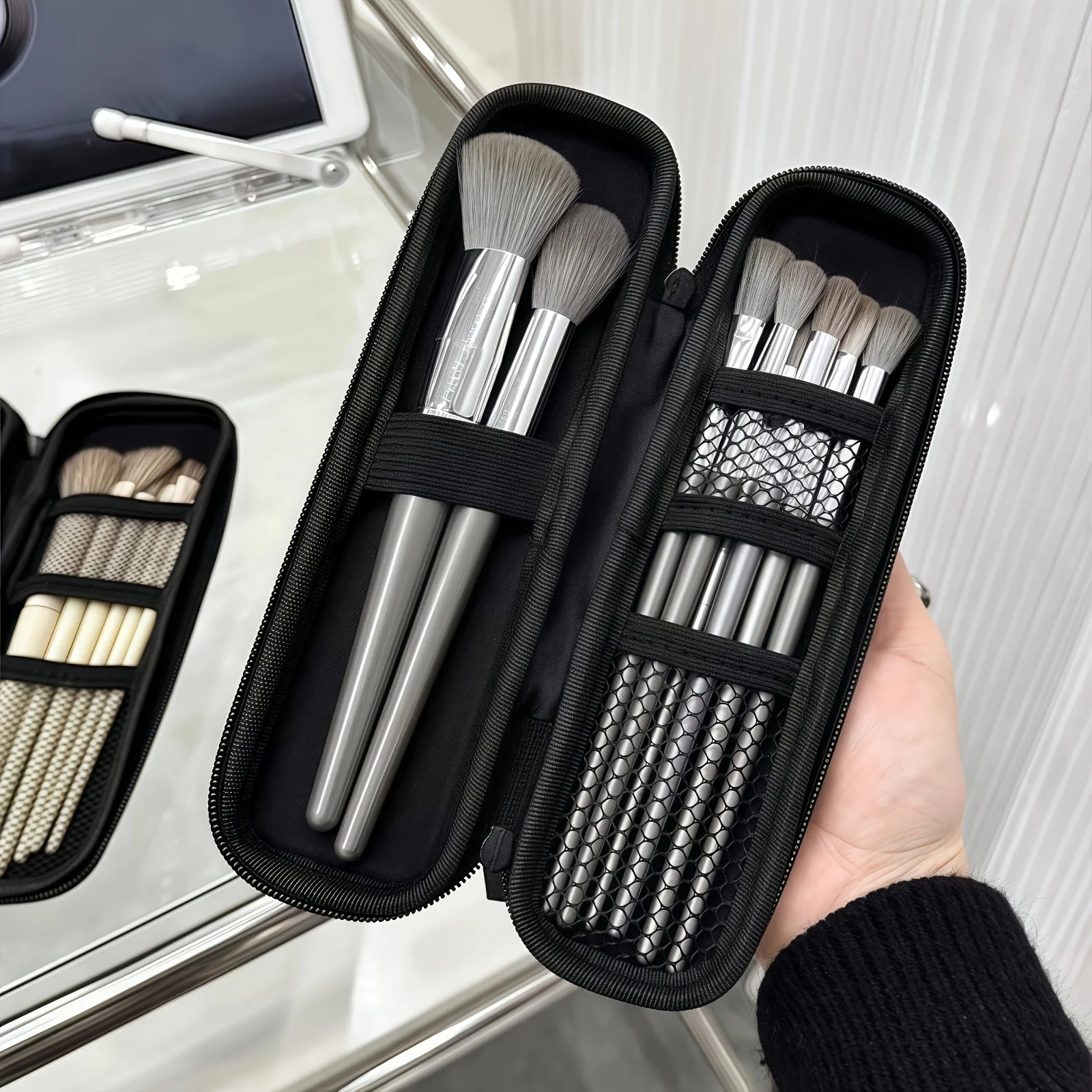 Przenośny organizer na pędzle do makijażu - duża pojemność, pyłoszczelna kosmetyczka, profesjonalne przechowywanie podróżne dla artystów