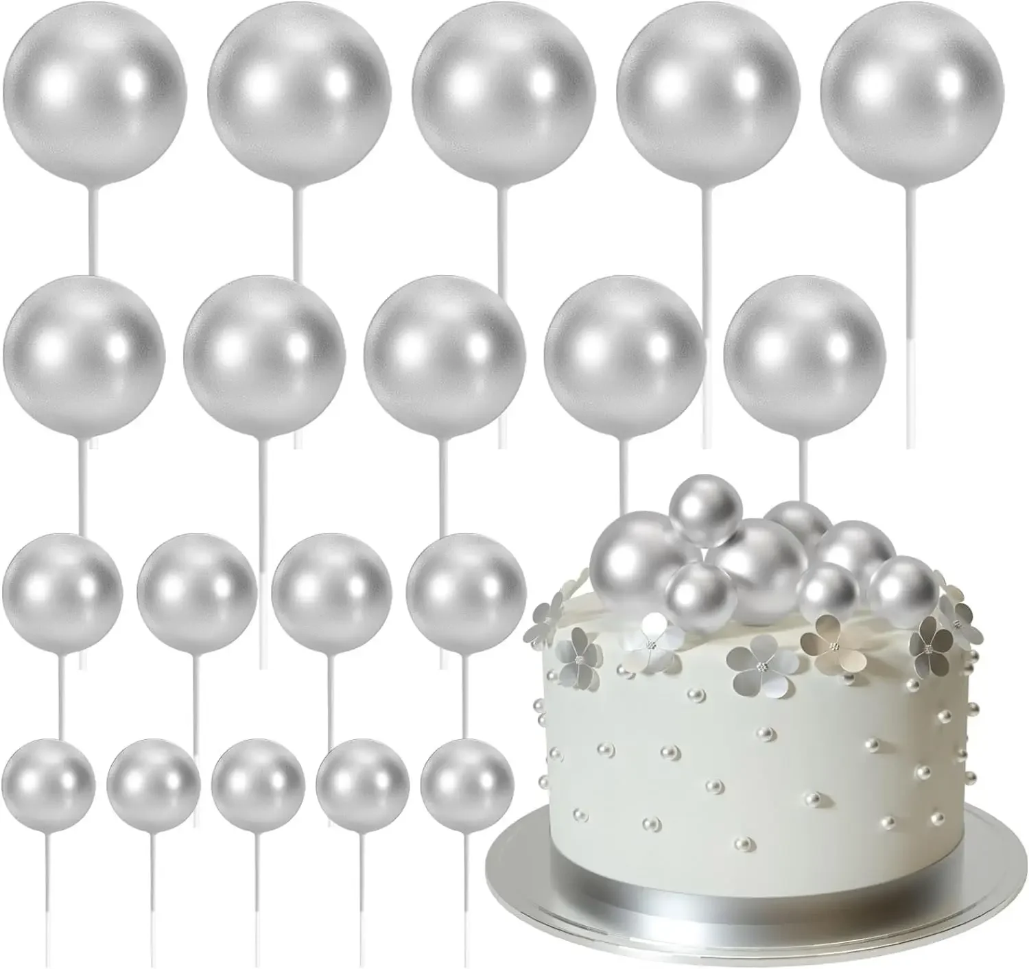20-teilige Mini-Ballon-Kuchenaufsatz-Dekorationen mit goldenen Kugelpicks – festliche Kuchendekoration für Feiern