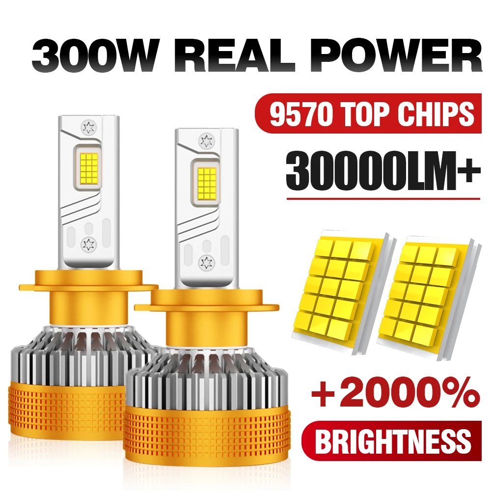 

300W Real Power H1 H4 H7 LED Headlight Canbus Auto Blubs H11 H8 H9 9005 9006 HB3 HB4 Fog Lamps 6000K Car Light 3 Copper Tube