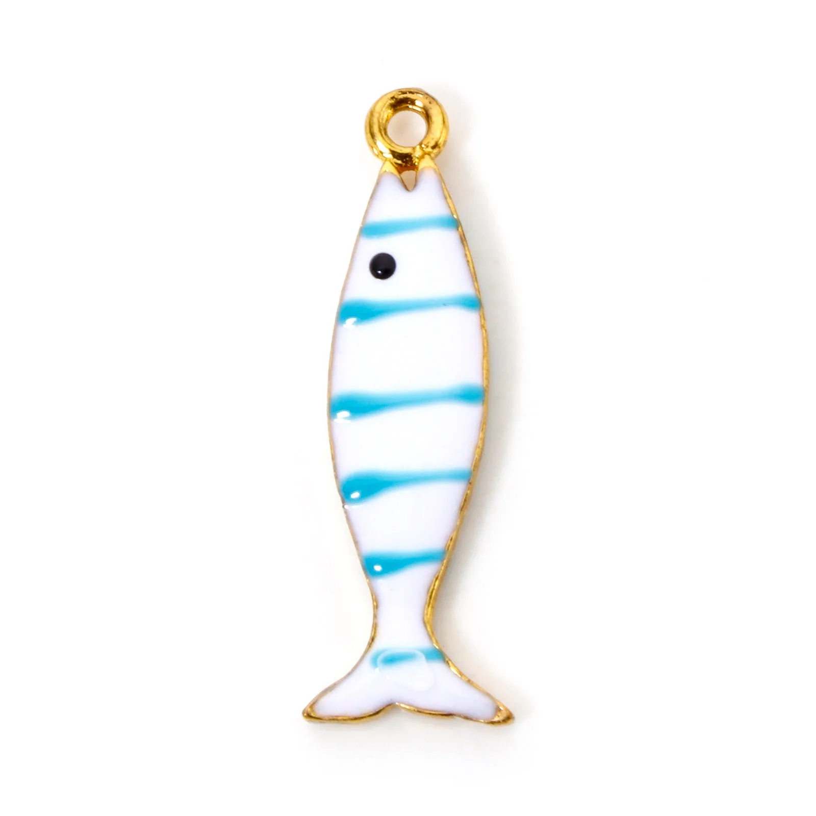 5 Stück Fisch, blau, grün, emaillierte Pailletten, Charms, Zinklegierung, Tieranhänger, DIY-Halskette, Ohrringe für Frauen, Schmuckzubehör – Detail 11