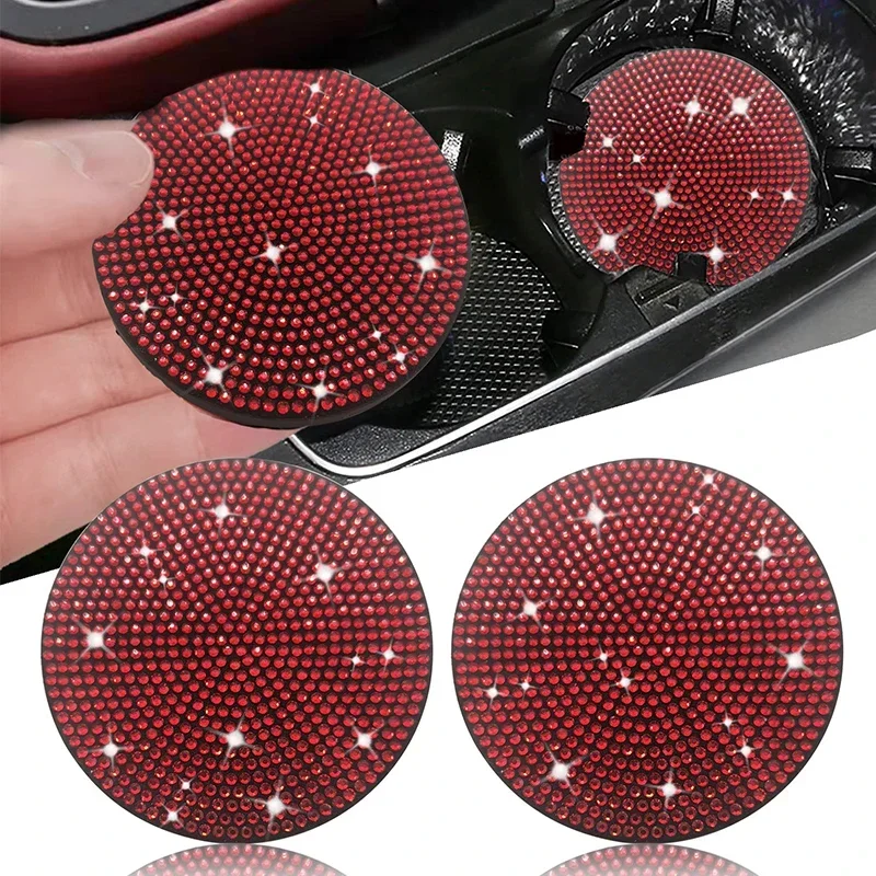 Car Diamond Coaster Water Cup Slot Non-Slip Mat Silica Pad Multifunctional Cup Holder Mat Auto Interior Decoration Accessories