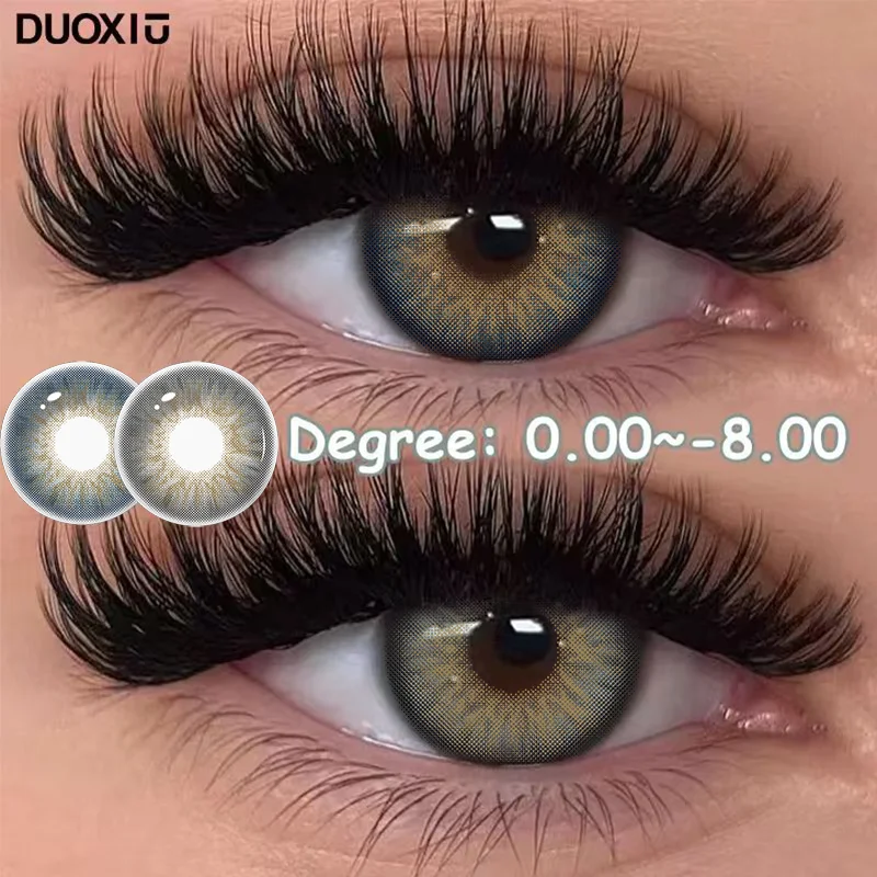 DUOXIU 1 Par de Lentes de Contacto Azules Nuevas, Lentes de Contacto de Color con Prescripción, Pupilas Verdes, Maquillaje, Lentes de Contacto Colorcon Grises