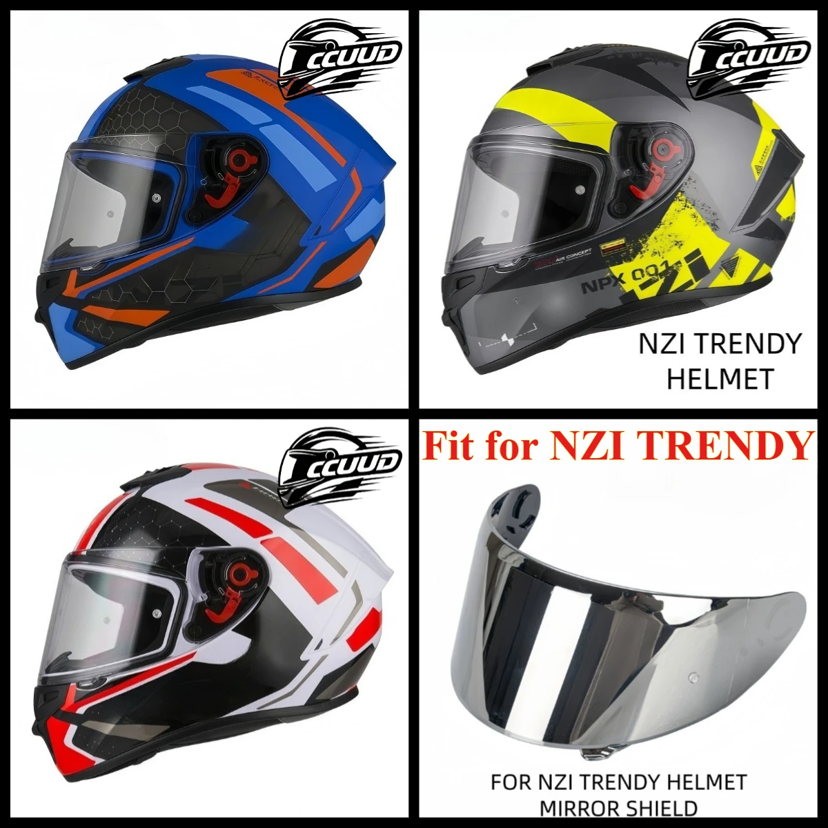 

CCUUD Fit for NZI TRENDY Helmet Lens NZI TRENDY Full Helmet Special Windshield Replacement Accessories