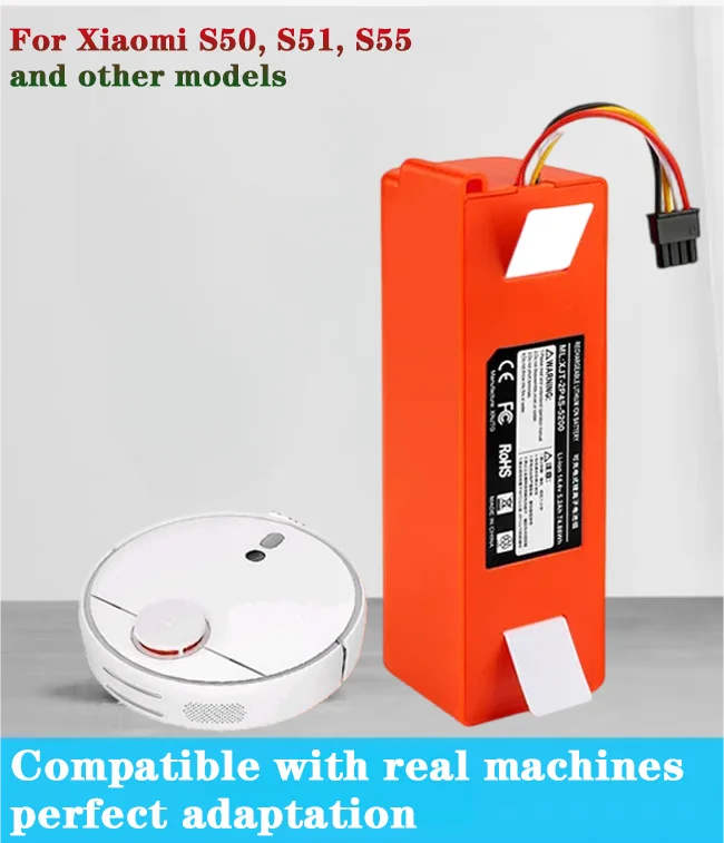 Original 14.4V BRR-2P4S-5200S Robotic Vacuum Cleaner Battery, For Xiaomi Roborock S50 S51 S55 robot battery