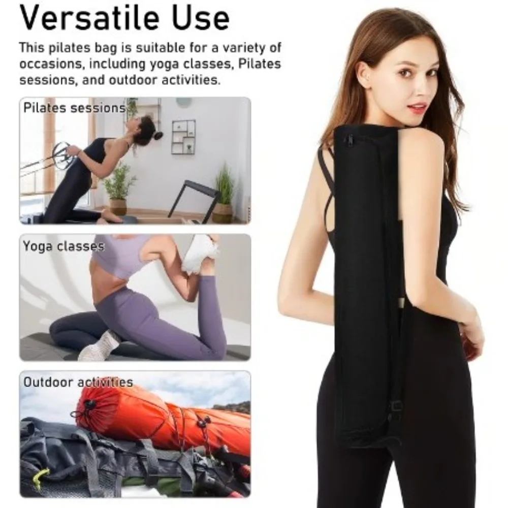 Portable Thickened Yoga Mat Bag Folding Adjustable Strap Pilates Mat Backpack Carrier Pouch Double Zipper Sports Pad Cover Dance