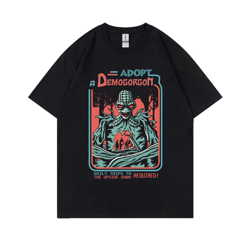 Vintage The Demogorgon Cannibal Flower Monster Graphic T-shirt Eddie Munson T-shirts Men Women Gothic Rock Oversized T Shirts