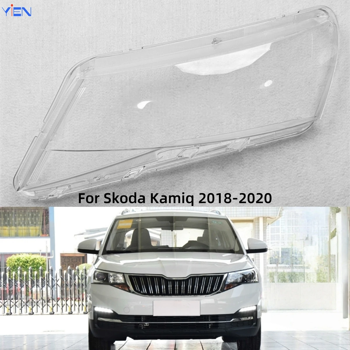 

For Skoda Kamiq 2018 2019 2020 Accessory Cars Lampshades Lamp Headlights Lamp Lens Car Front Headlight Lens Cover Lights Shell