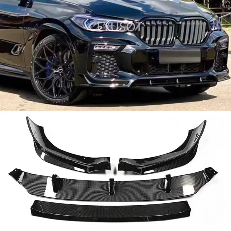 For 4PCS CAR Front Bumper Splitter Lips Diffuser NEW BMW X6 G06 Collision Prevention Body Kit Decorative Accessories 2019-2023