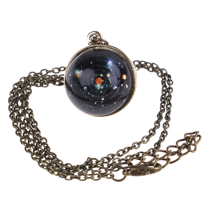 Solar System Necklace Pendant Galaxy Double Sided Pendant Universe Jewelry
