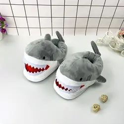 Slip-on Shark Slippers Indoor fur slides woman girls gray fluffy shoes women's slippers home sharks Slipper Female Flip flops