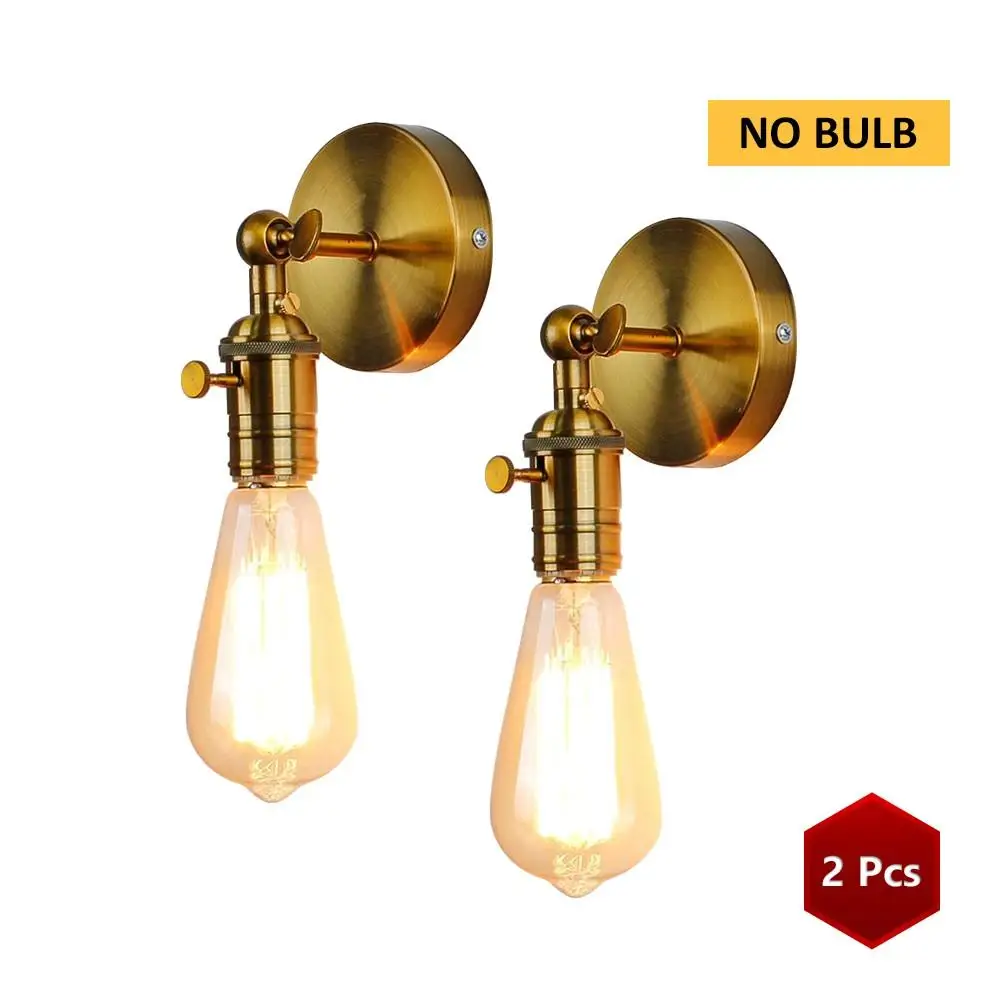 2-Pack Vintage Iron Wall Lights, Wired, Single Head, Simple Design, for Bedroom, Staircase, Basement, Hallway, Indoor Lighting