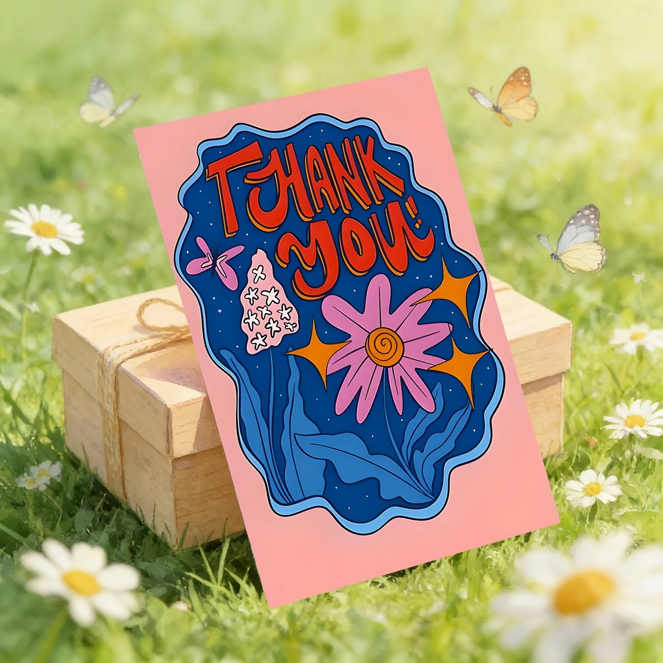 50PCS Floral and Star Patterned Thank-you Cards, Used for Birthdays, Weddings, Holiday Parties, Etc., To Convey Gratitude