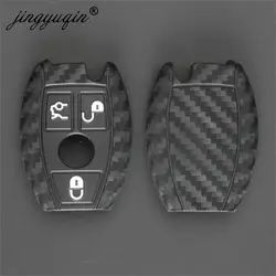 jingyuqin Car Key Silicone Carbon Case For Mercedes Benz year 2000+ NEC&BGA E S CL CLS CLA CLK W203 3 4 Buttons Remote Keyless