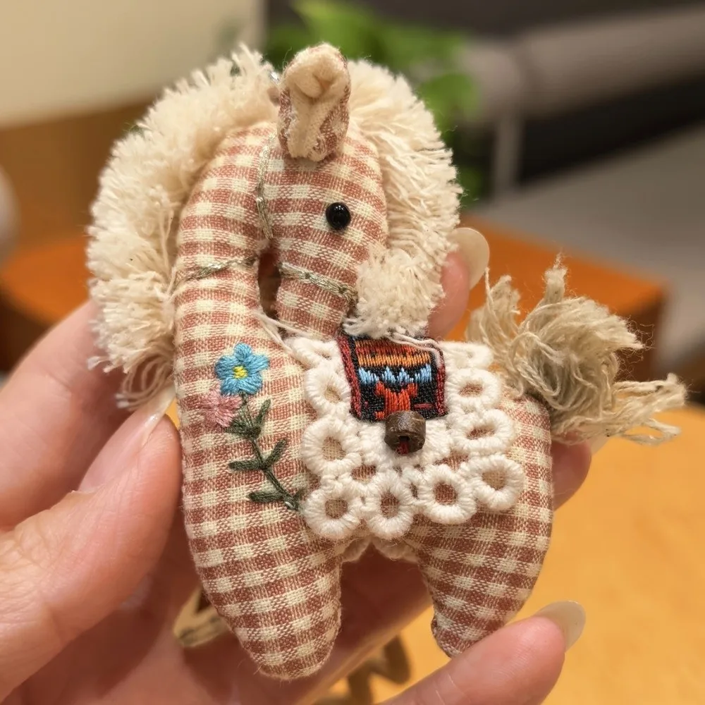 Stuffed Animal Horse Keychain Cute Design Backpack Ornaments Horse Year Key Ring Lucky Mascot Hanging Decor Pony Pendant