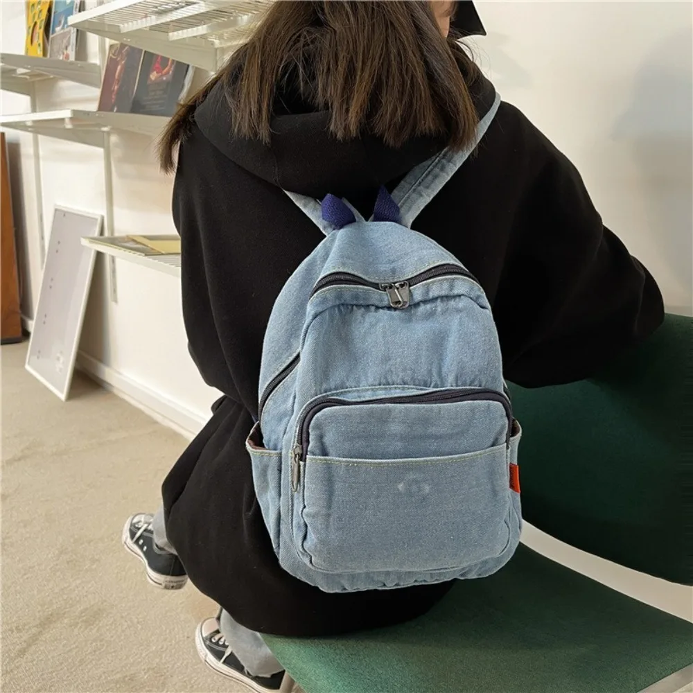 Vintage Denim Backpack School Travel Daypack Shoulder Bags for Teenager Girls