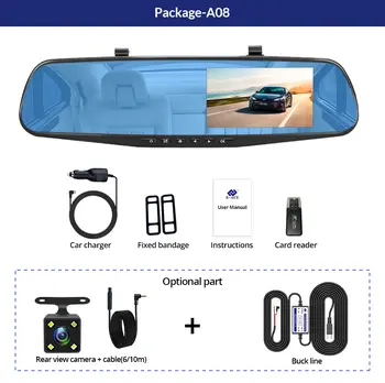 4,3palcová 1080P noční vidění kamera s dvojitým objektivem DVR zpětné zrcátko palubní kamera auto DVR kamera do auta videorekordér auto bluck box 10 nejlepší prodej Dvoukanálový rekordér do zpětného zrcátka - №8