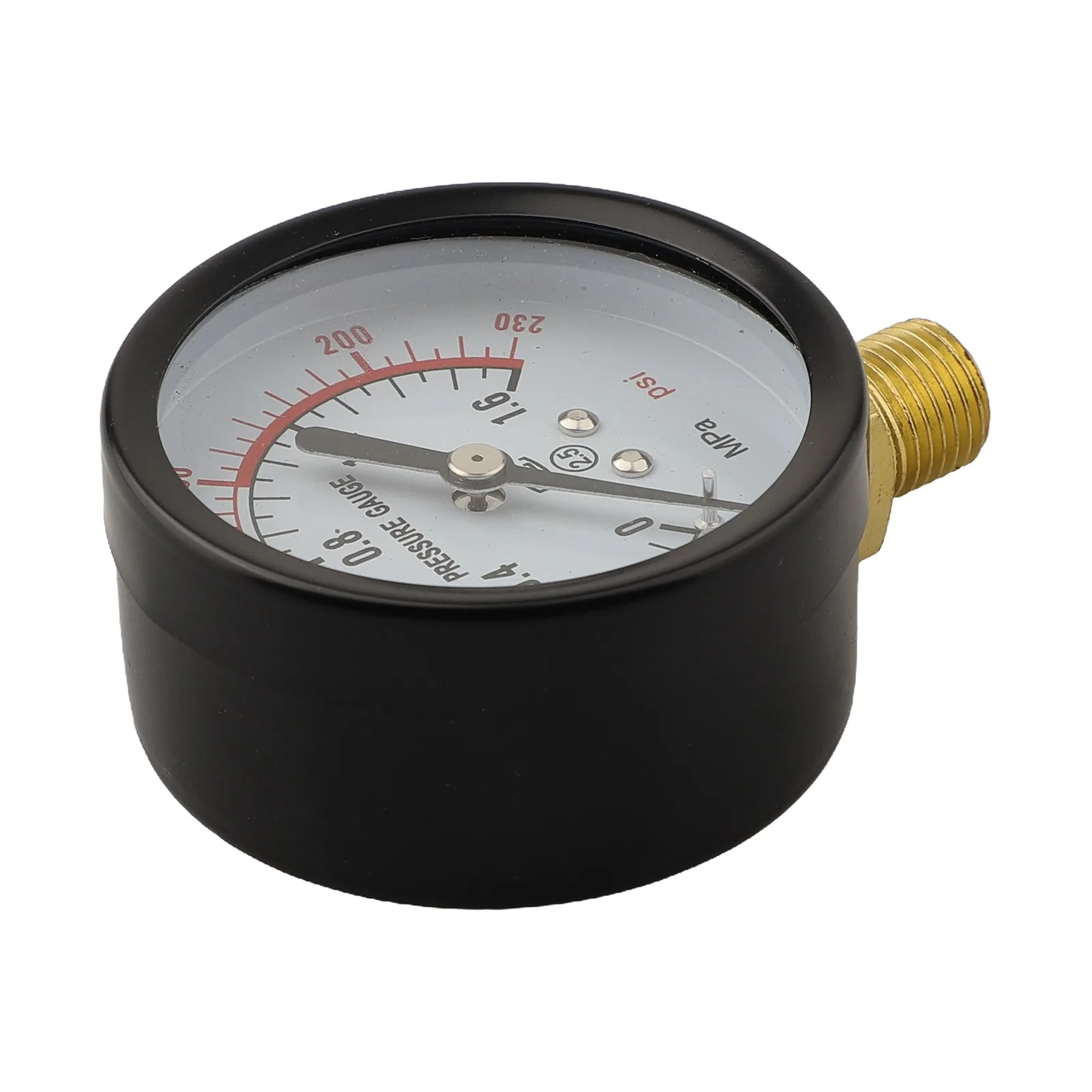 0-1.6Mpa Gauge Pool Filter Pressure Gauge Black+Gold Color Easy Installation G1/4 Thread Plastic/Copper Material