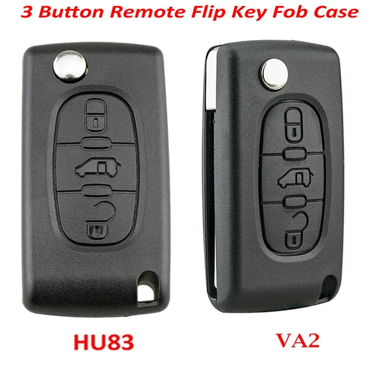 3 Button Remote Key Fob Case Black VA2 CE0536/HU83 CE0523 Fit For Peugeot Expert  Citroen Dispatch Fiat Scudo Toyota ProAce