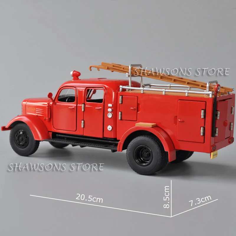 1:32 modelo de veículo fundido brinquedo China FAW Jiefang caminhão de escada de motor de incêndio clássico réplica em miniatura som e luz