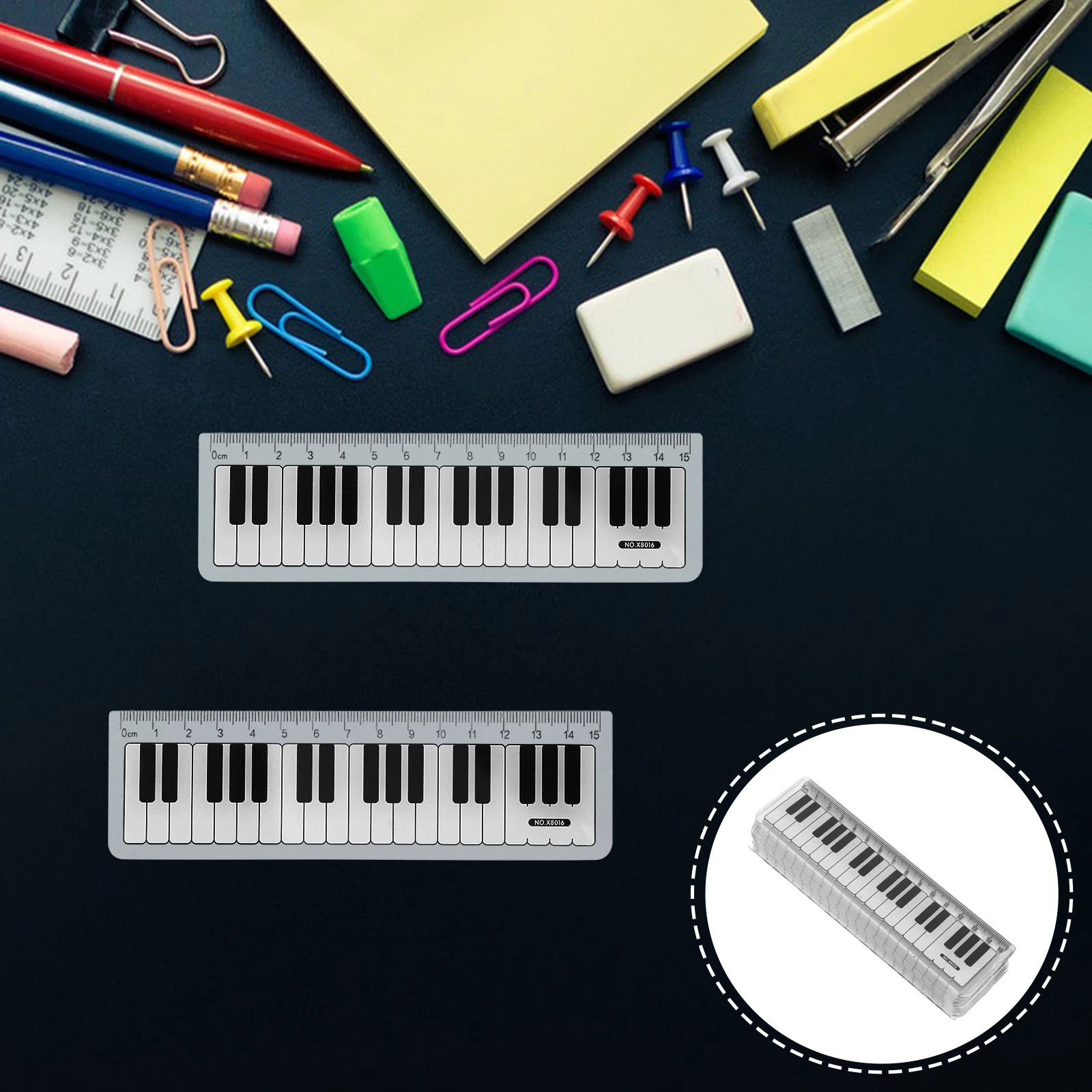 

15pcs Piano Keyboard Ruler for Kids Plastic Measuring Rulers Music Classroom Stationery for School Learning Geometry Measuring