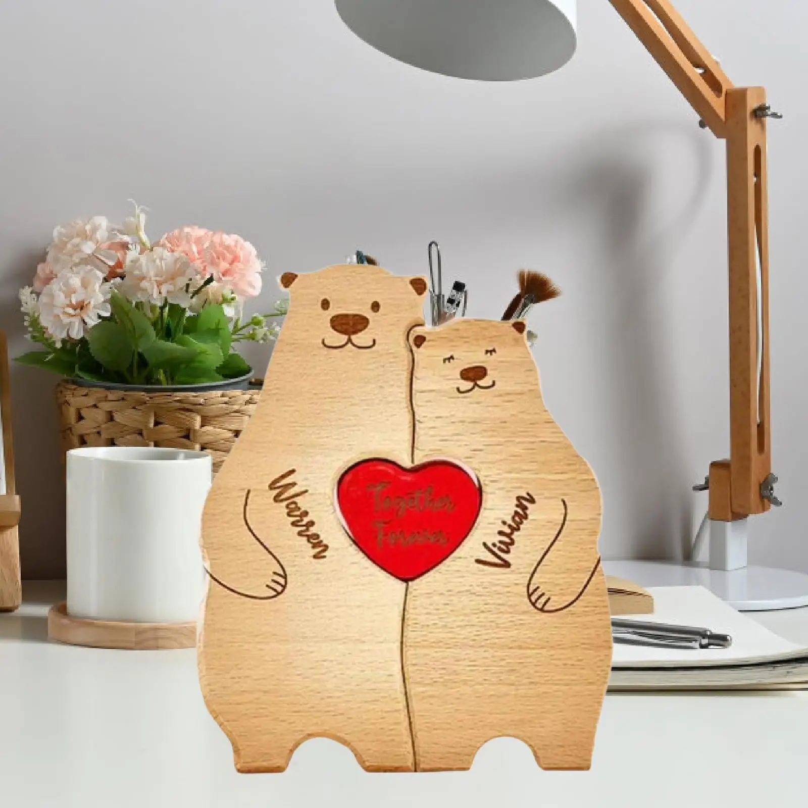 Bear Family Wooden Art Puzzle Family of Bears Home Table Decoration Desktop