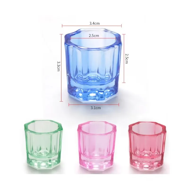 2 كوب قطارة لسائل الأكريليك لفن الأظافر، وعاء سائل مونومر للأظافر من الزجاج الوردي/الأزرق، حاوية مسحوق الأكريليك، لوازم فن الأظافر #6