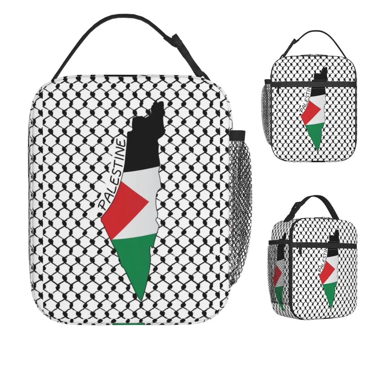 

Сумка для обеда с флагом Палестины и картой Kufiya Hatta, рабочий ланч-бокс для детей, повседневная термосумка с принтом, водонепроницаемая сумка-холодильник