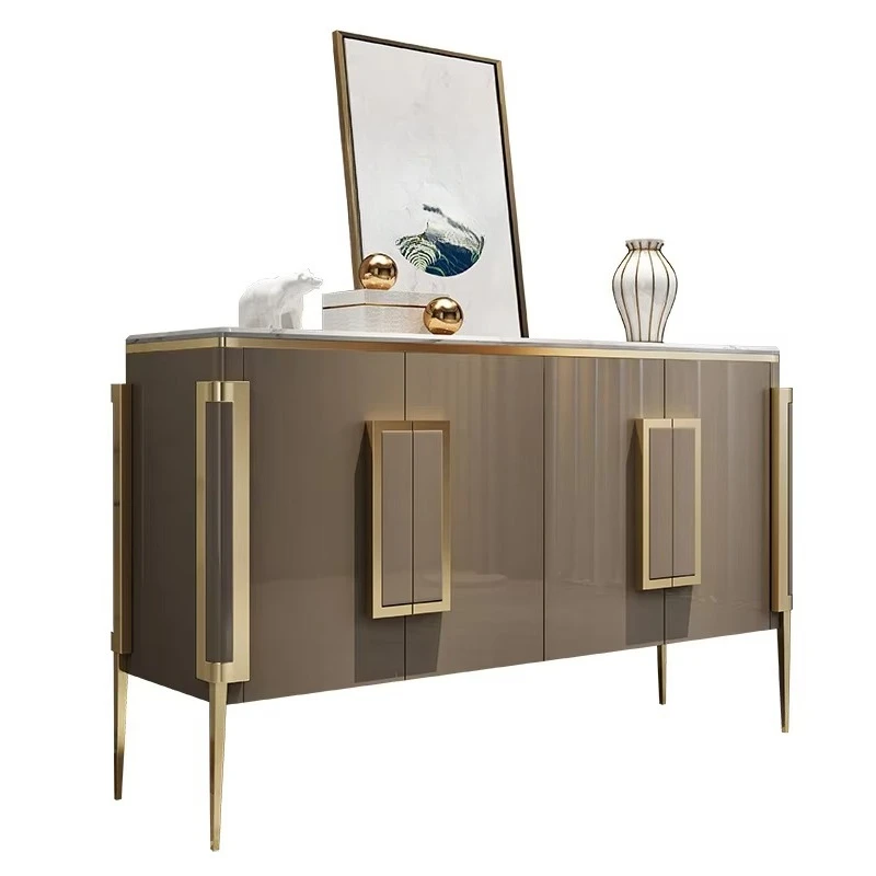 Armadietto da pranzo leggero e di lusso in ardesia, soggiorno, piccola famiglia, semplice e moderno, con portico in marmo