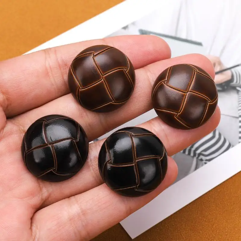 

High-End Imitation Leather Button Women's Windbreaker Turtle Pattern Musoom Button Woolen Cuff round Button Sewing Accory