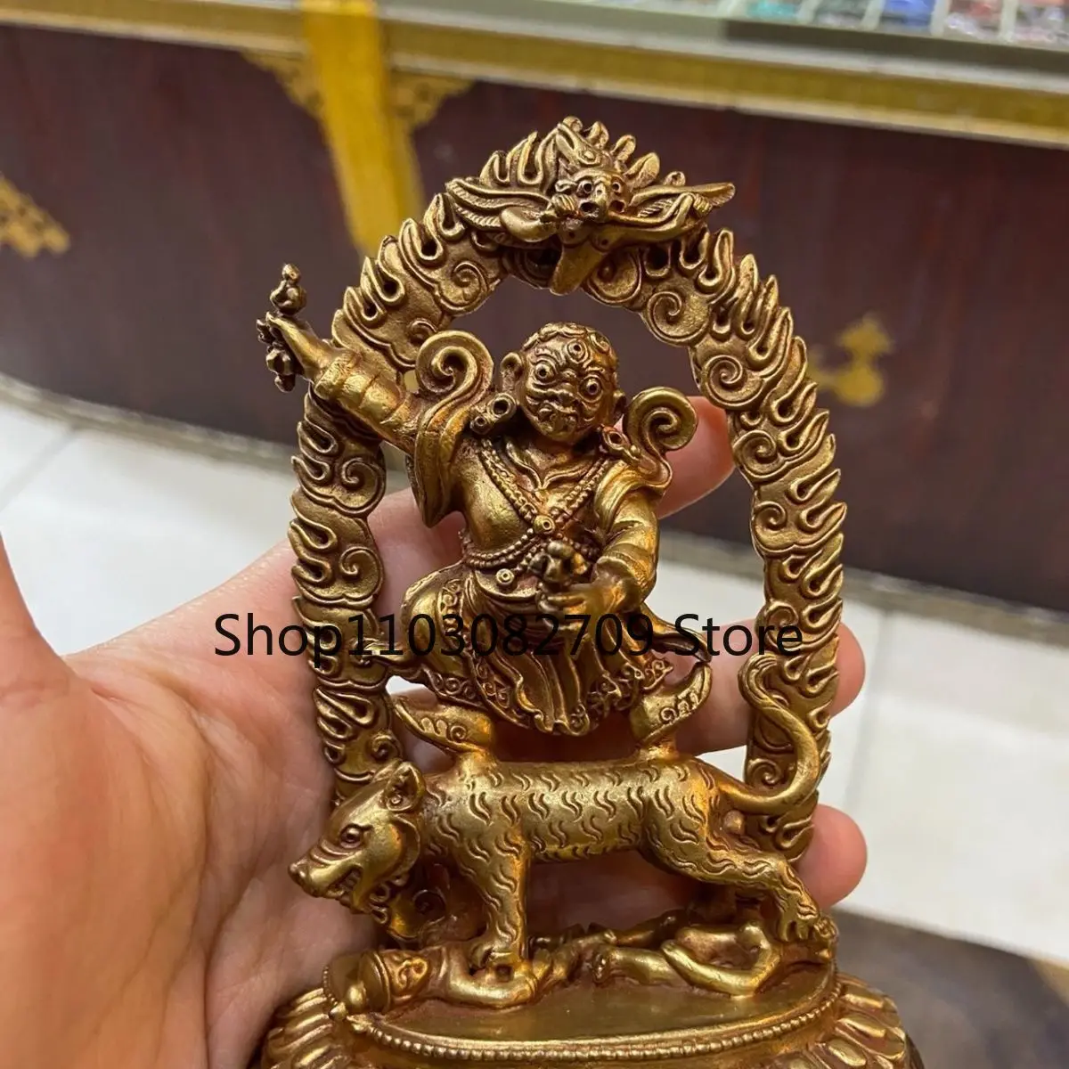 Angry Lotus Master Nepalese Copper Gilt Angry Lotus Master Statue 11.5cm Living Room Buddha Front Ornament