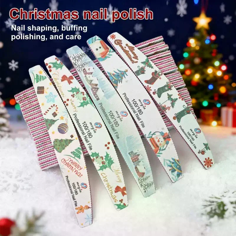 عيد الميلاد ملفات الأظافر على الوجهين مانيكير جل الأظافر صالون المنزل قابل للغسل جيل للأظافر إزالة البولندية عازلة لوحات السنة الجديدة Files1pcs #4