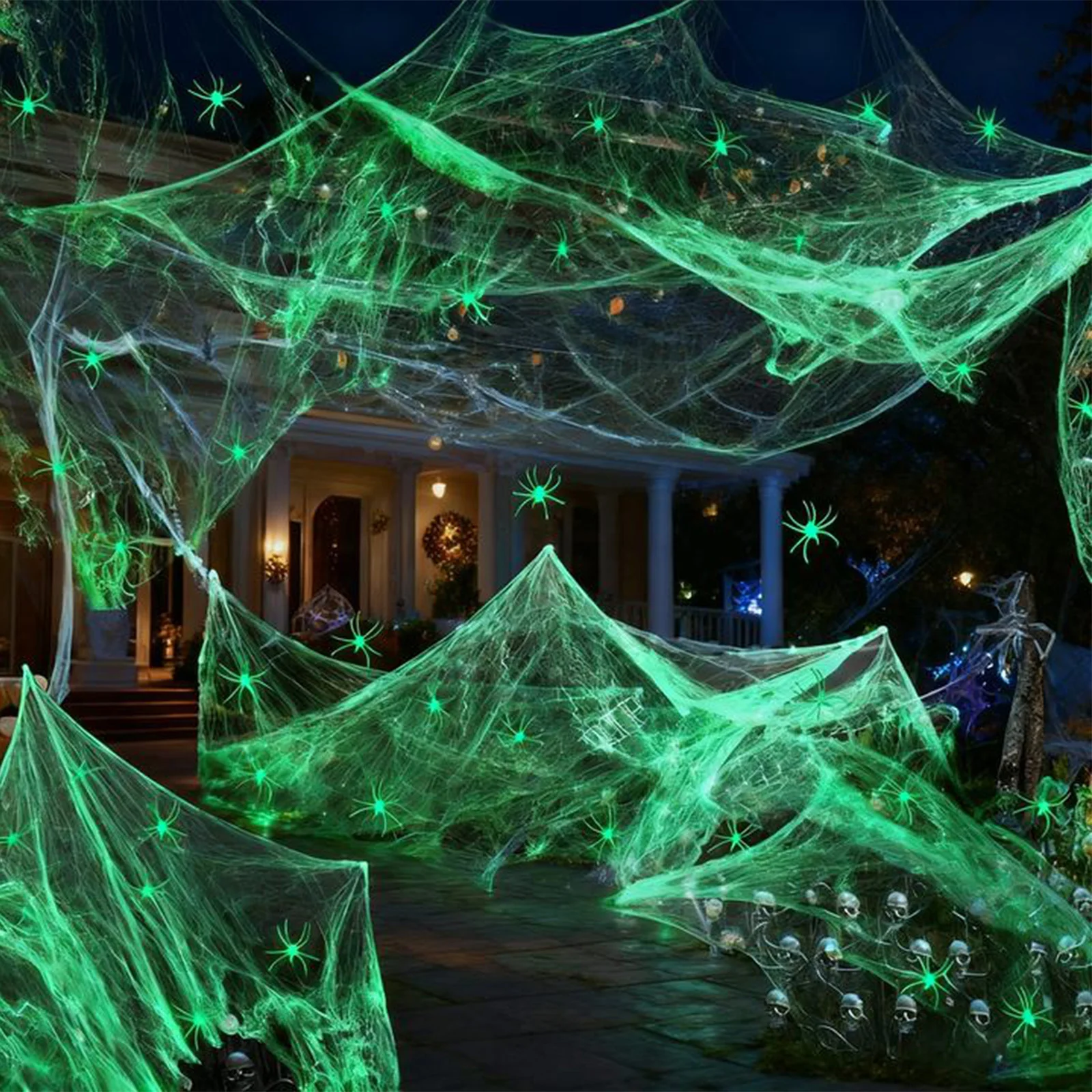 Spooky Party Decorations Glow In The Dark Webs Indoor Outdoor Use For Halloween Parties Glow In The Dark Decor