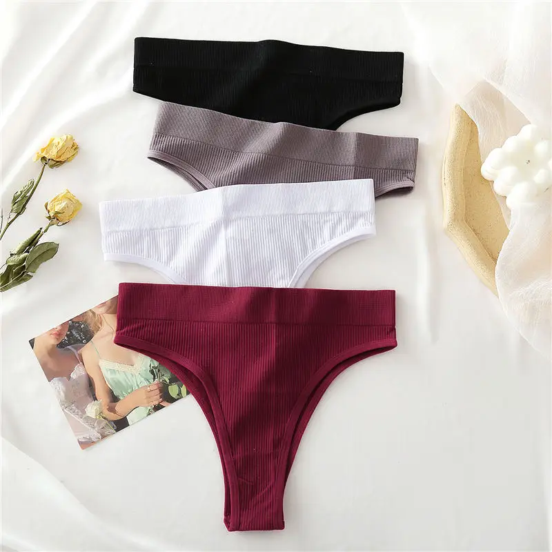 4PCS/Set Sexy Thong Panties Women\'s Underwear G-String Female Underpants Seamless Briefs Intimates Sexy Lingerie T-Back Pantys