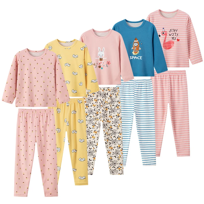 Ensemble 2 pièces pour enfants, pantalon à manches longues, sous-vêtements thermiques, pour garçons et filles, pyjama confortable pour la maison, automne et hiver