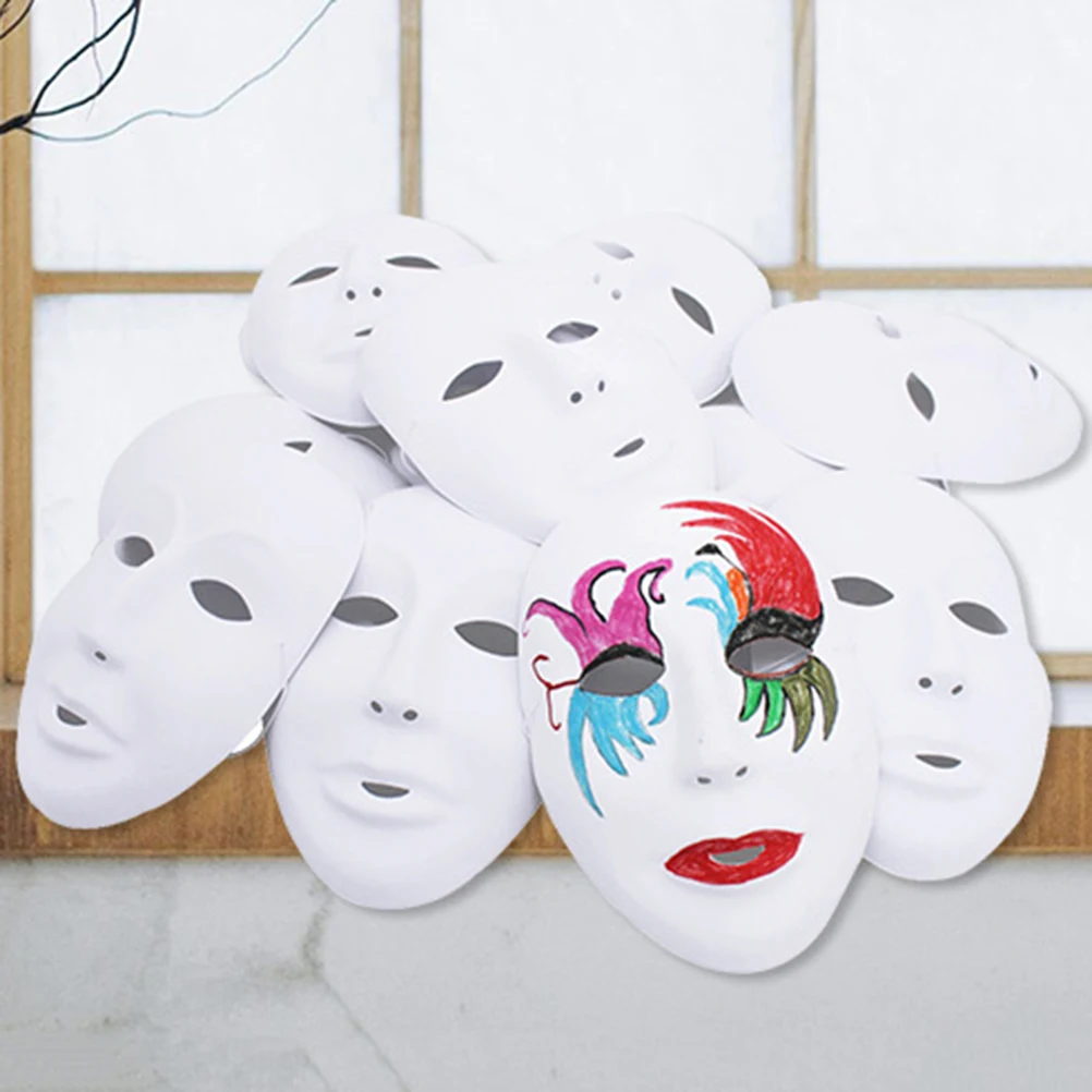 12 Pcs 할로윈 마스크 흰색 빈 마스크 의상 댄스 파티 전체 얼굴 코스프레 파티 남성과 여성