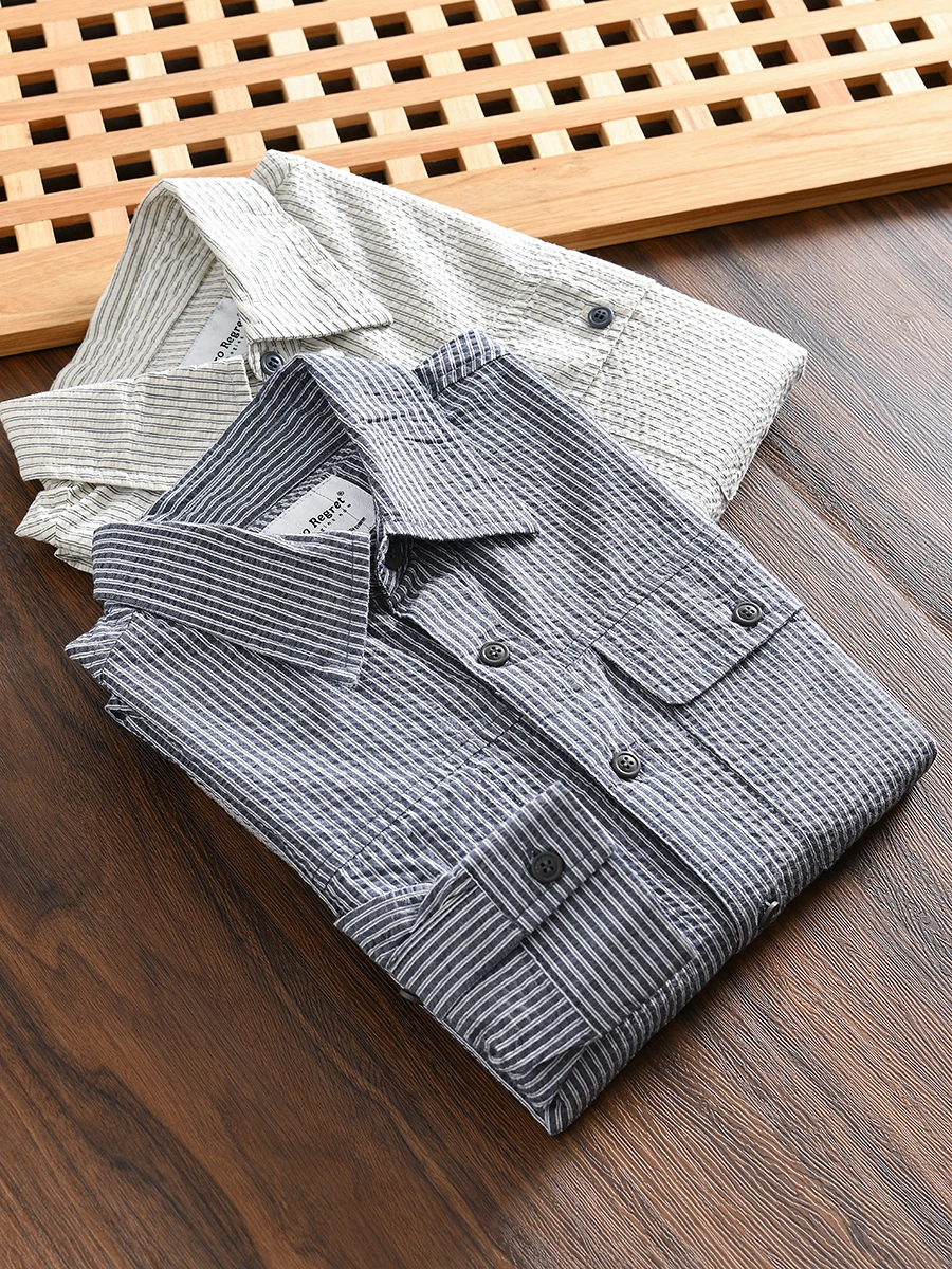 

Pure Cotton Long Sleeve Men's Casual Shirt Texture Sensation Eye-Catching Loose Fit Workwear for Young Trendsetters