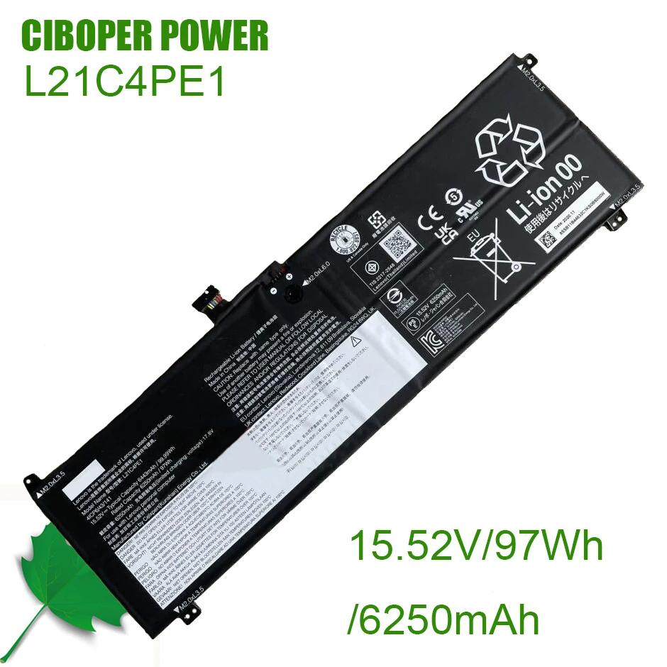 CP Original Laptop Battery L21C4PE1 15.52V/97Wh/6250mAh For Y9000x 2022 L21B4PE1 L21C4PE1 SB11B44632 Notebook