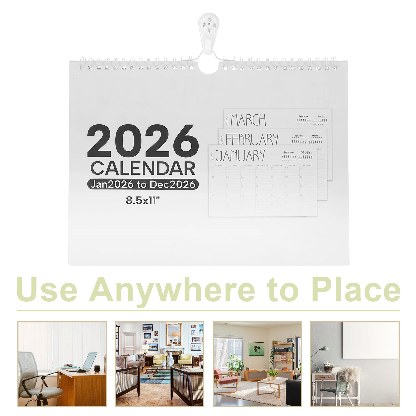 12pcs 2026 Wall 12 Months Twin Wire Binding Monthly Planner Hanging Calendar For Home Office Academic Yearly Schedule Organizer