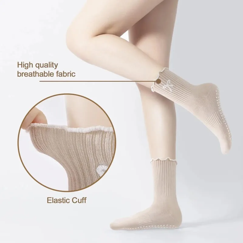 Professional Yoga Socks, Cotton Strap Silicone Anti Slip Pilates Fitness Dance Floor Socks view 4
