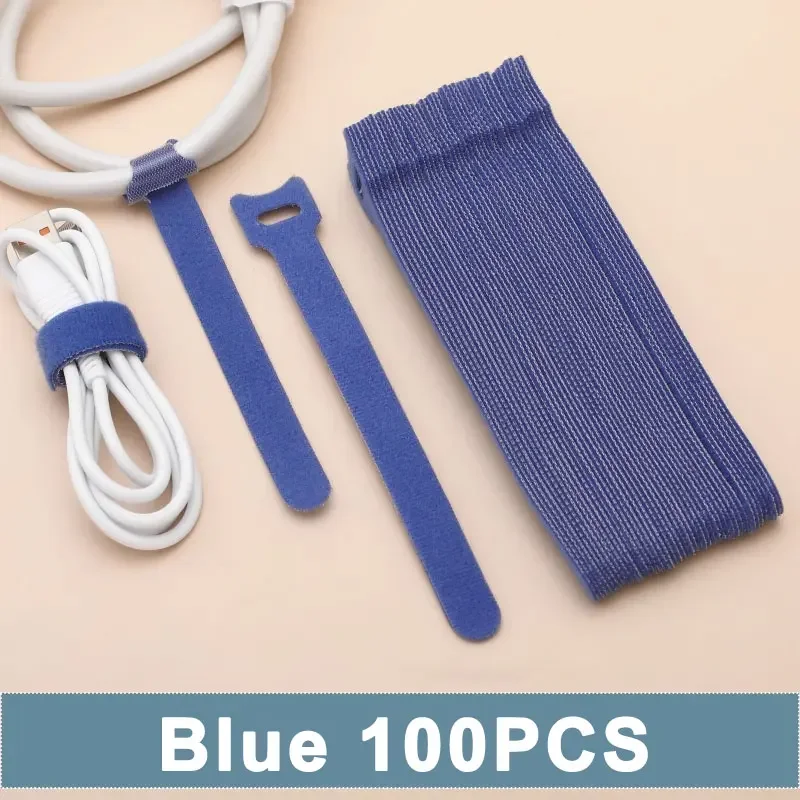 100 STKS 10/15/20 cm Kabelbinders Herbruikbare Sluiting Klittenband Tape Multi-color T-Type Draadbinder Verstelbare Kabelbinders Organizer