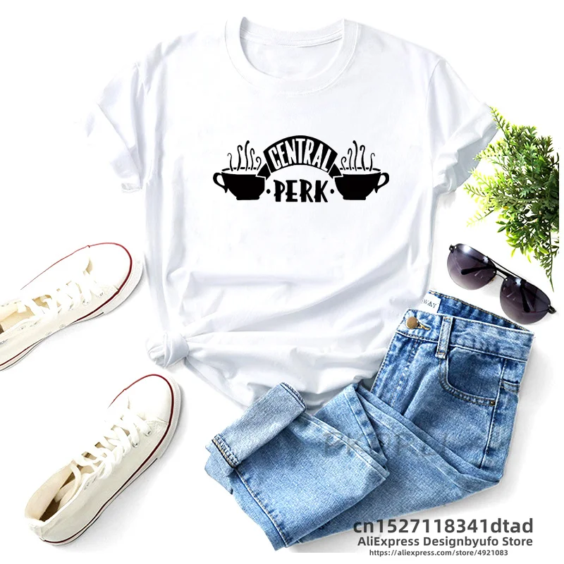 Central Perk Friends TV Show Summer T-shirt Women Short Sleeve Graphic Tee Shirt Casual Round Neck Female Print Tshirt