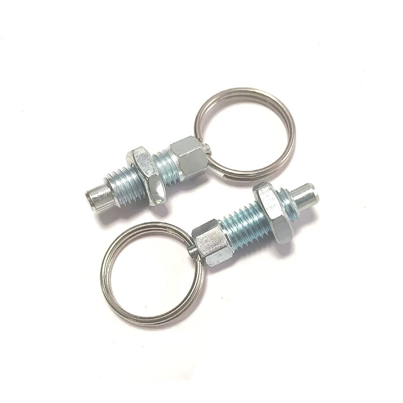 2PCS Carbon Steel Blue-plated Zinc Pull Ring Indexing Pin M6M8M10 Ring Spring Lock Pin Positioning Post Split Knob Plunger Latch