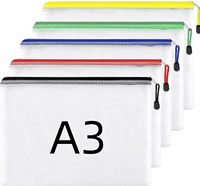 A3 Plastic Wallets Folders - 5PCS Zip Lock Bags Document Wallets Zipper File Folders for School Office Supplies